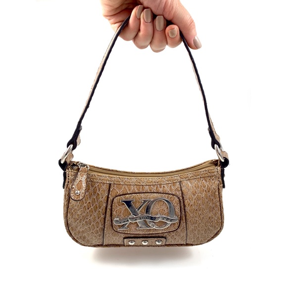 Vintage Handbags - ❌SOLD❌ 90’s XOXO nude faux snakeskin mini purse